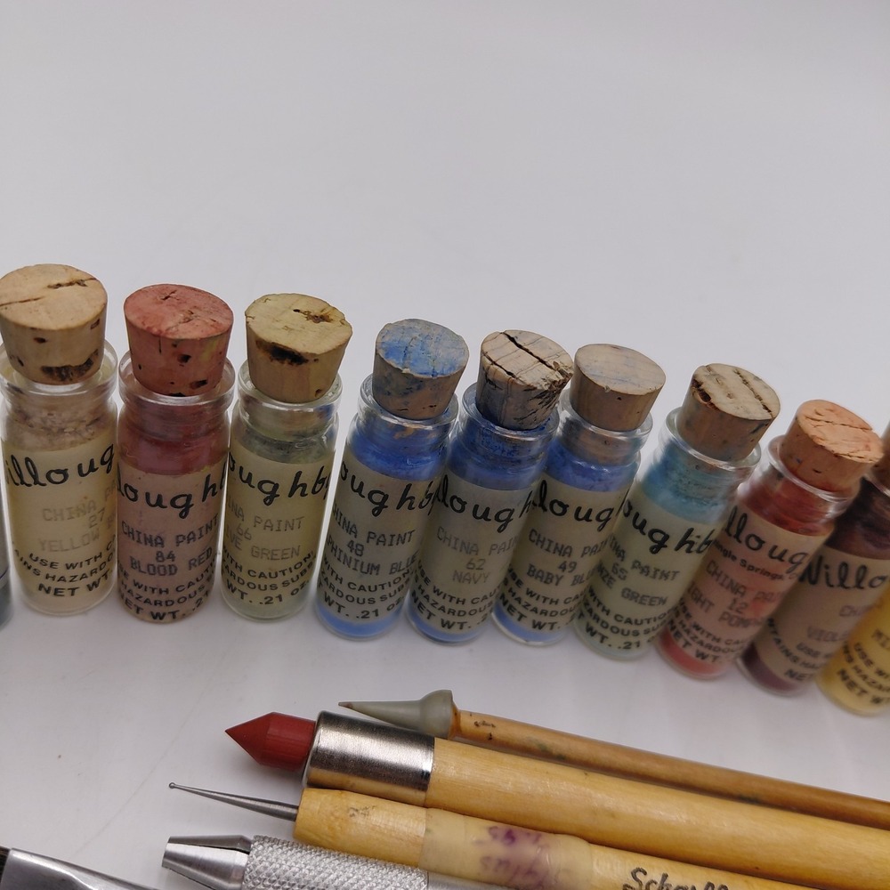 Vtg Lot 17 Willoughbys China Paints Powder Brushes Art Tools Crafts Paint NOS - Picture 4 of 7